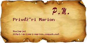 Privári Marion névjegykártya